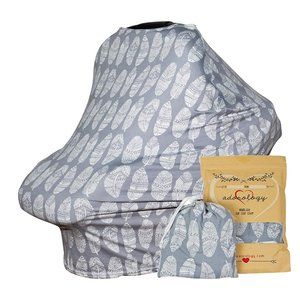 Nursing Cover in Gray & White Feather Design